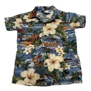 Boys Sz 24 Months Multicolored Tropical Hawaiian Button Up Cotton Shirt HINALEA